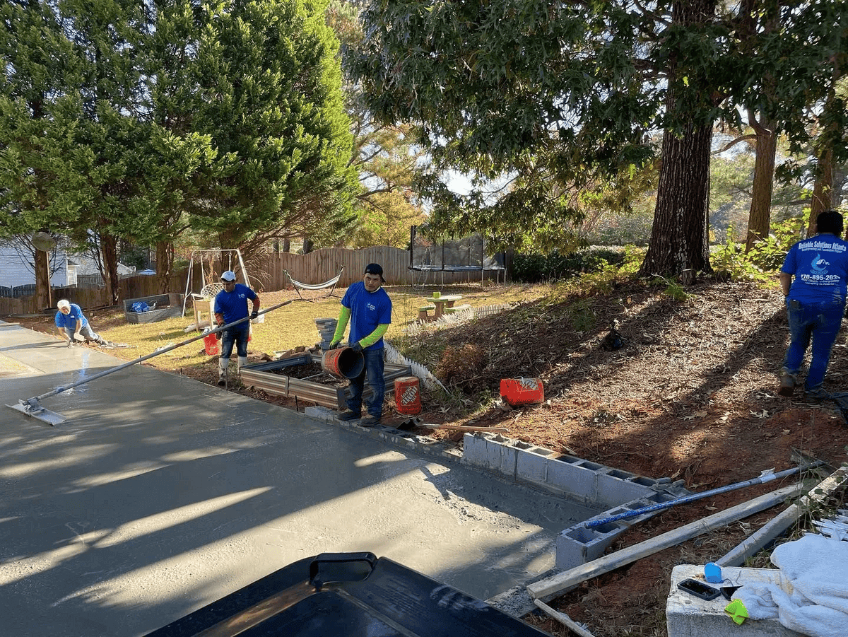 Finishing concrete pad