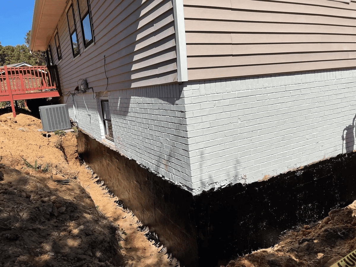Basement waterproofing installation