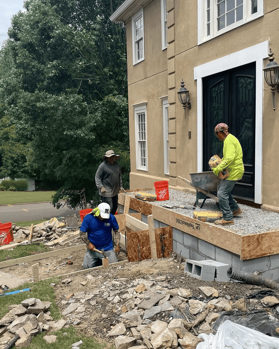 Foundation repair in progress